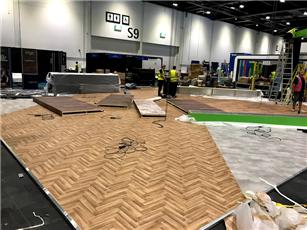 The finished platform at Accountex, complete with three different vinyl floor coverings.