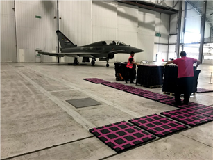 A Qik-Link Raised Platform being put down for the  Duxford Airshow